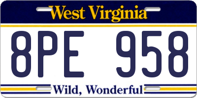 WV license plate 8PE958