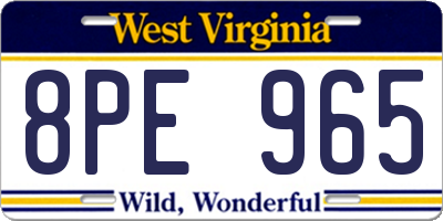 WV license plate 8PE965