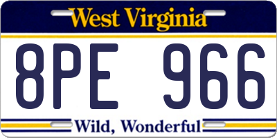 WV license plate 8PE966