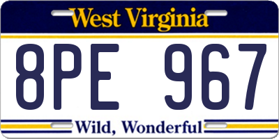 WV license plate 8PE967