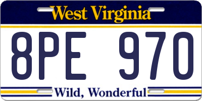 WV license plate 8PE970