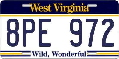 WV license plate 8PE972