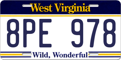 WV license plate 8PE978