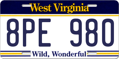 WV license plate 8PE980