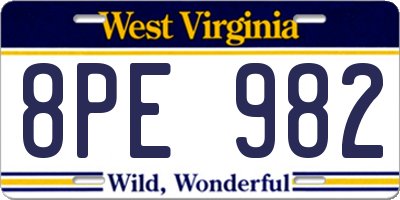 WV license plate 8PE982