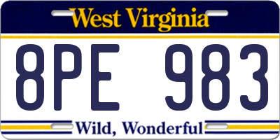 WV license plate 8PE983