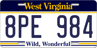 WV license plate 8PE984