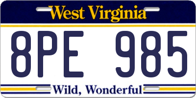 WV license plate 8PE985