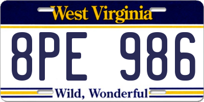 WV license plate 8PE986