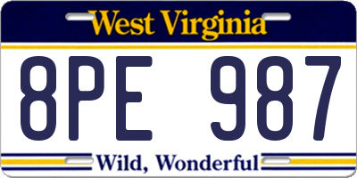 WV license plate 8PE987