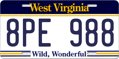 WV license plate 8PE988