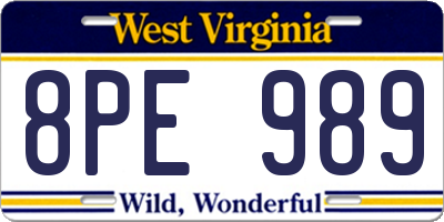 WV license plate 8PE989