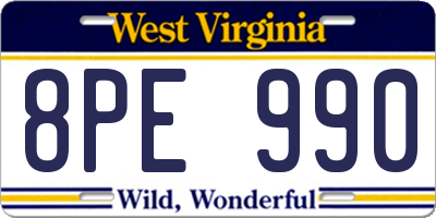 WV license plate 8PE990