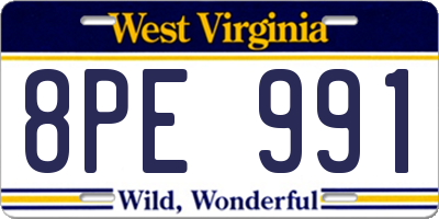 WV license plate 8PE991