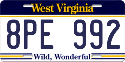 WV license plate 8PE992