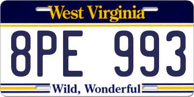 WV license plate 8PE993