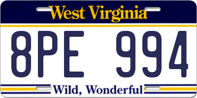 WV license plate 8PE994
