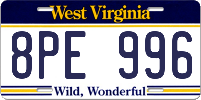 WV license plate 8PE996
