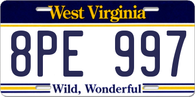 WV license plate 8PE997