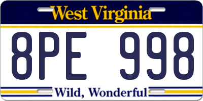 WV license plate 8PE998