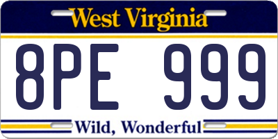 WV license plate 8PE999
