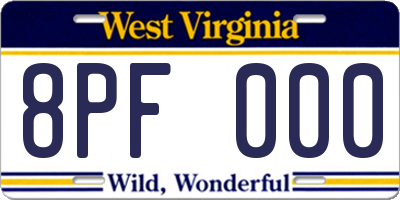 WV license plate 8PF000