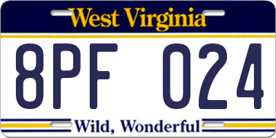 WV license plate 8PF024