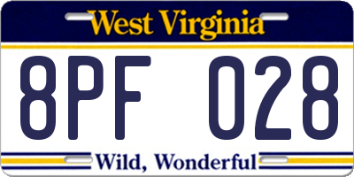 WV license plate 8PF028