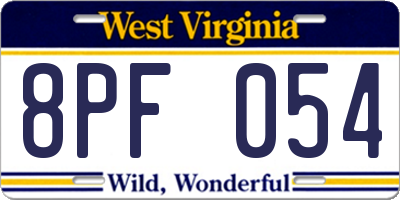 WV license plate 8PF054