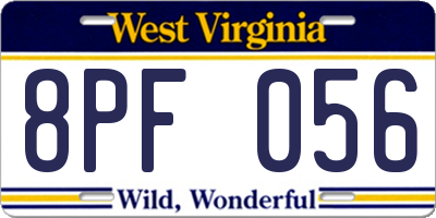 WV license plate 8PF056