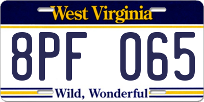 WV license plate 8PF065