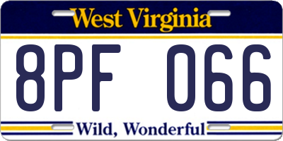 WV license plate 8PF066