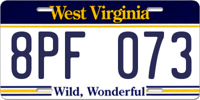 WV license plate 8PF073
