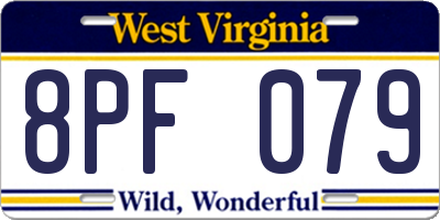 WV license plate 8PF079