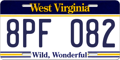 WV license plate 8PF082