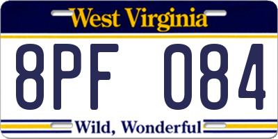WV license plate 8PF084