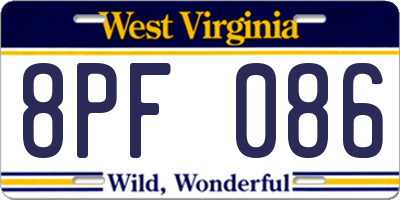 WV license plate 8PF086