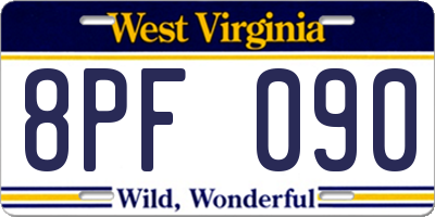 WV license plate 8PF090