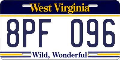 WV license plate 8PF096