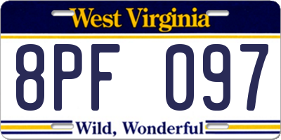 WV license plate 8PF097
