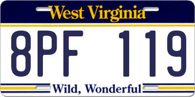 WV license plate 8PF119