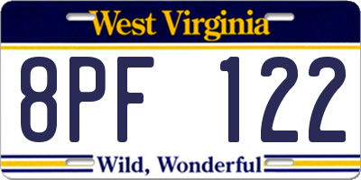 WV license plate 8PF122