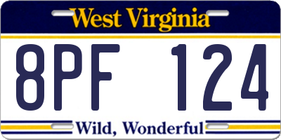 WV license plate 8PF124