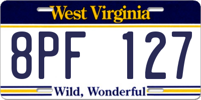 WV license plate 8PF127