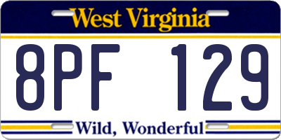 WV license plate 8PF129
