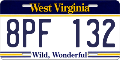 WV license plate 8PF132