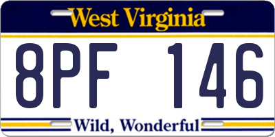 WV license plate 8PF146