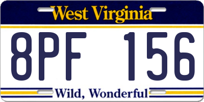 WV license plate 8PF156