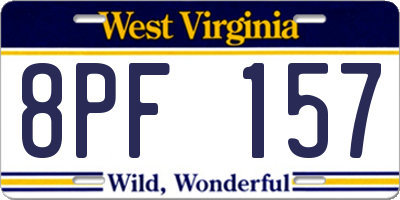 WV license plate 8PF157