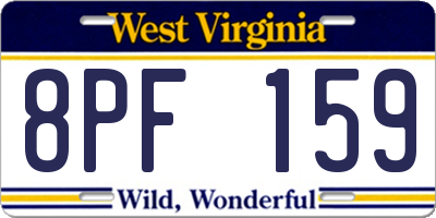 WV license plate 8PF159